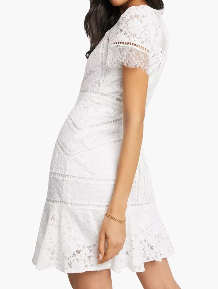 MyRunway Shop French Connection White Chante Lace Midi Dress for